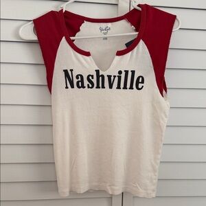Brandy Melville Red and White Nashville Top